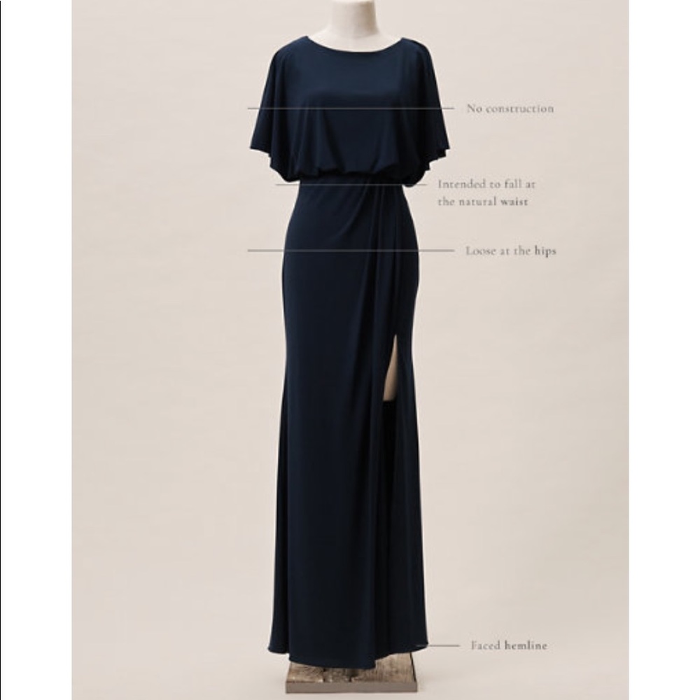 NWOT BHLDN Lena Flutter Sleeve Jersey Gown Dress Z445-1 - Picture 3 of 8